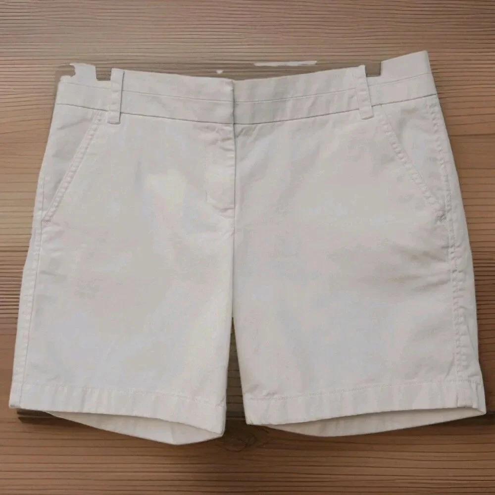 J.Crew Women’s Chino Shorts Size 4 White 100% Cotton Classic Casual